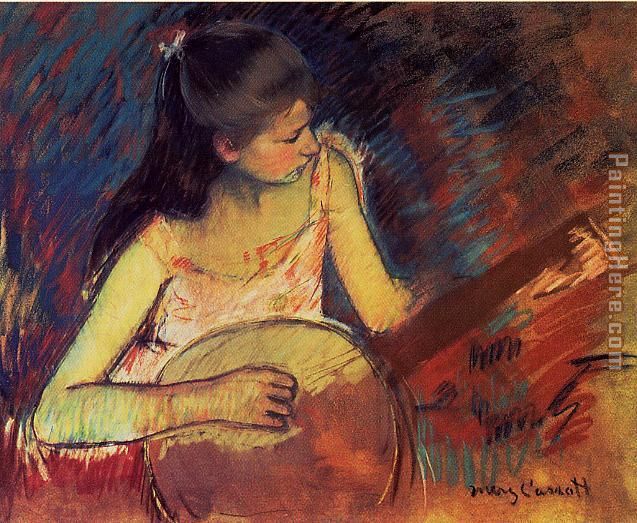 Girl with a Banjo painting - Mary Cassatt Girl with a Banjo art painting